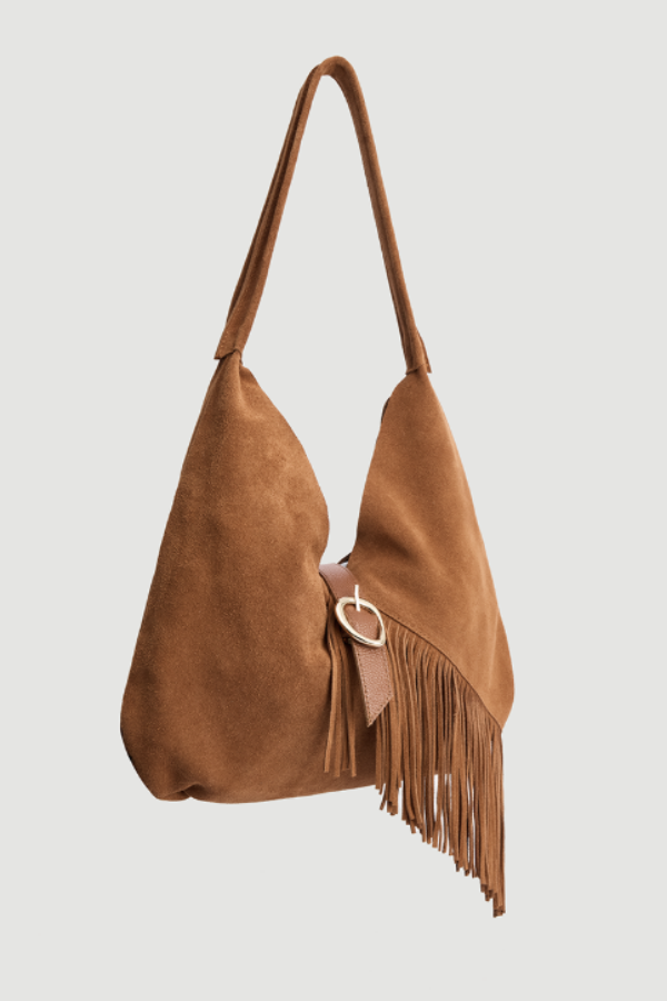 Aria Fringe | Yavrulu Püsküllü Süet Çanta