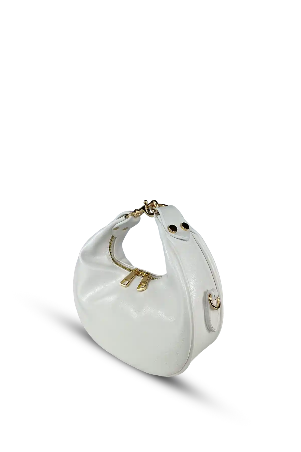 AURA – Sedef Beyaz Oval Formlu Omuz Çantası