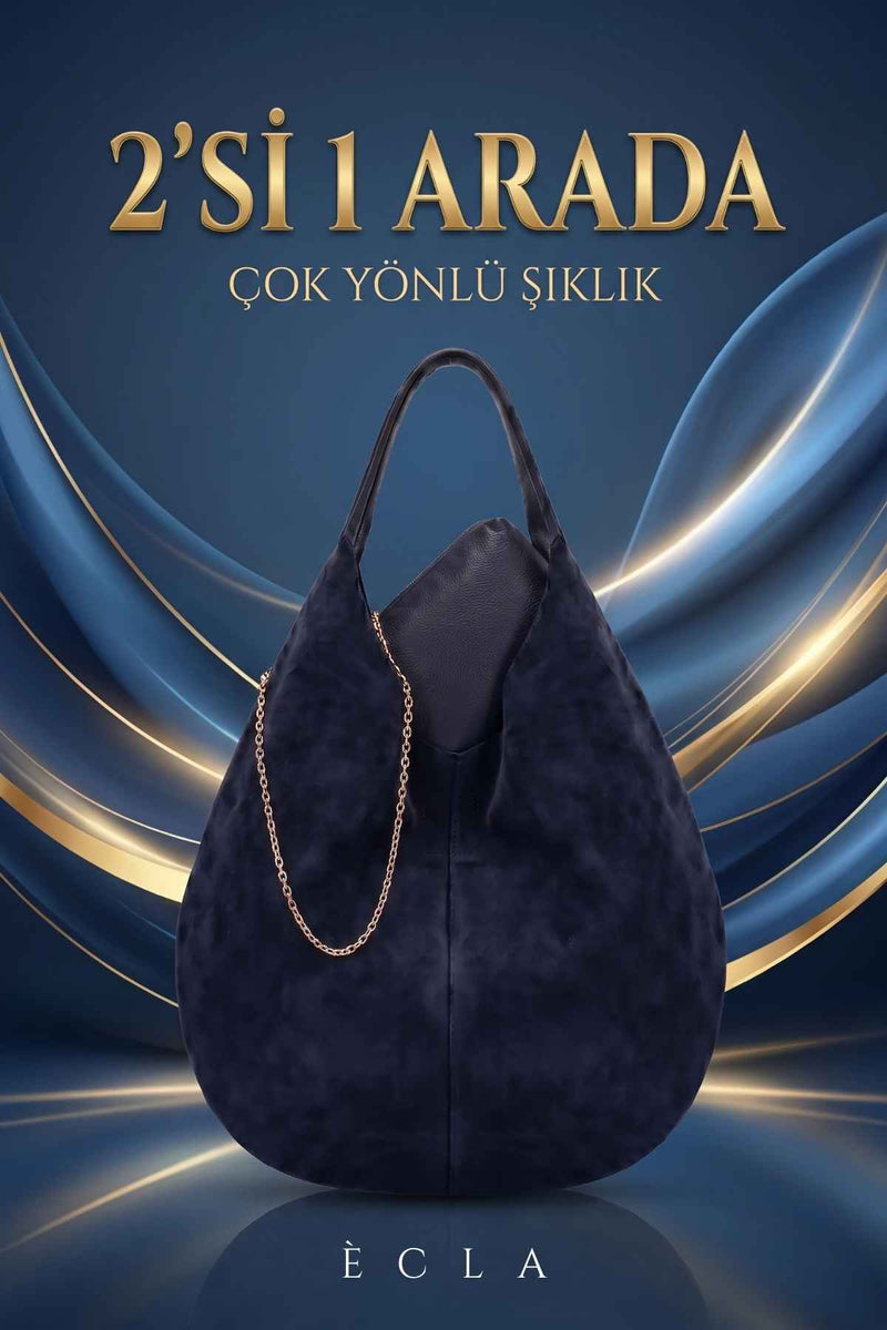 LUNA No.2 | Hakiki Süet Deri | Lacivert