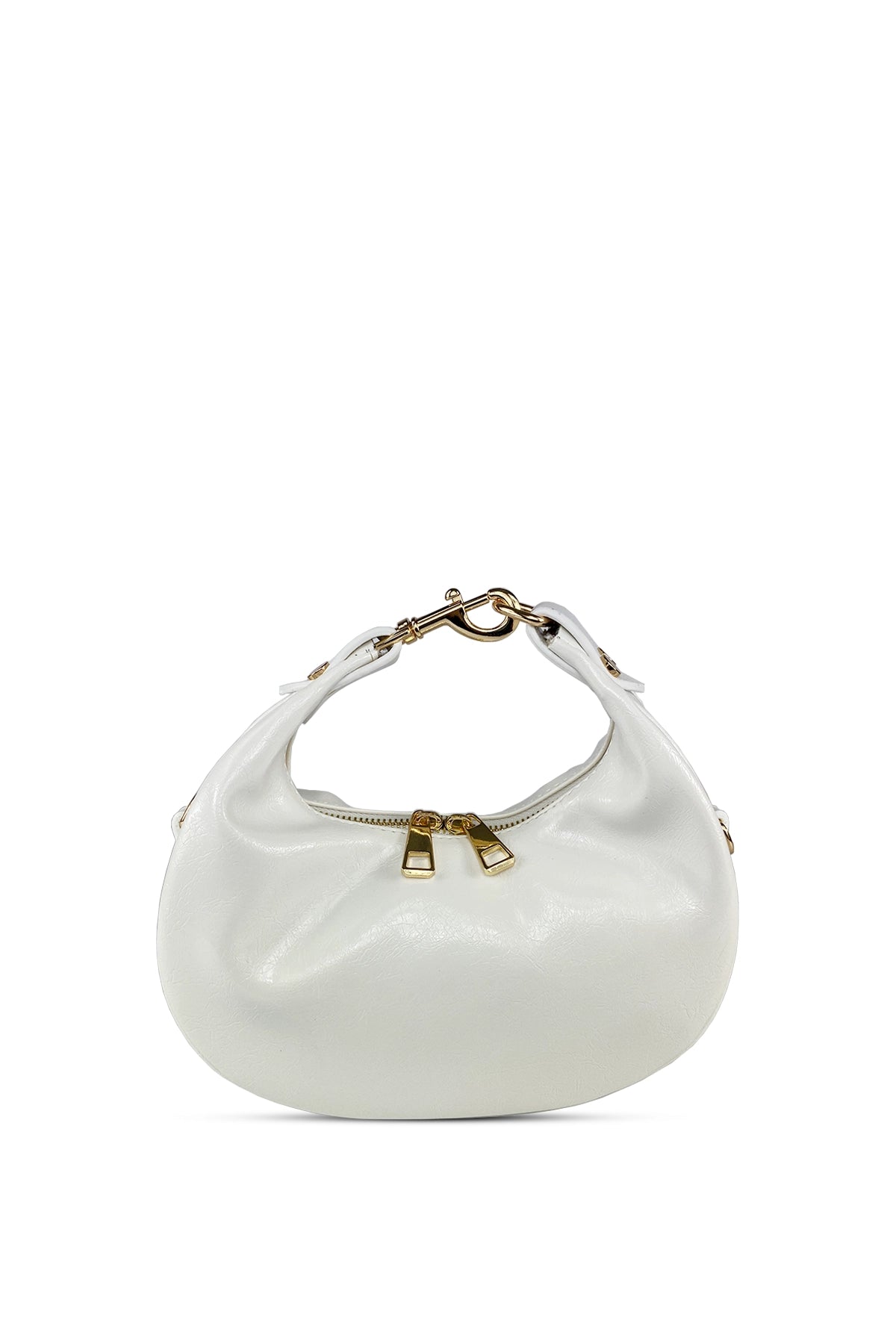 AURA – Sedef Beyaz Oval Formlu Omuz Çantası