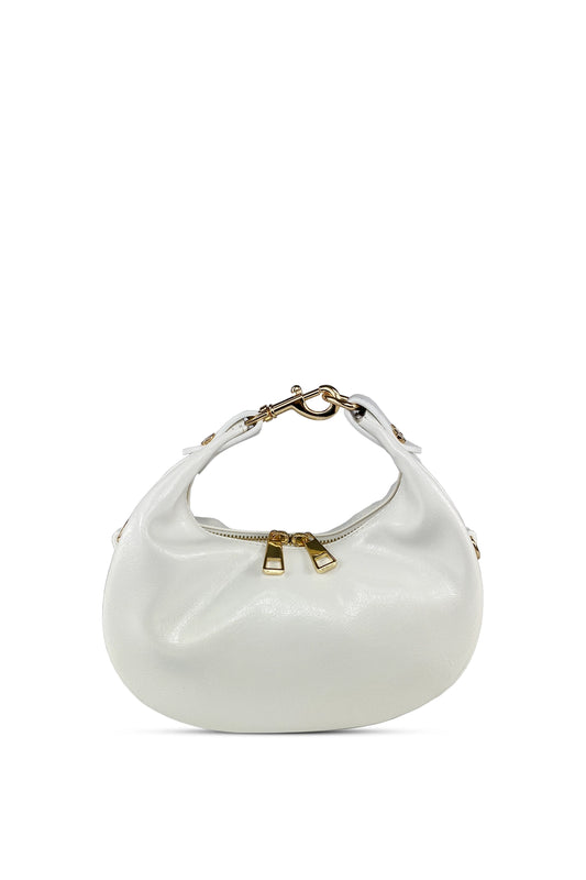AURA – Sedef Beyaz Oval Formlu Omuz Çantası