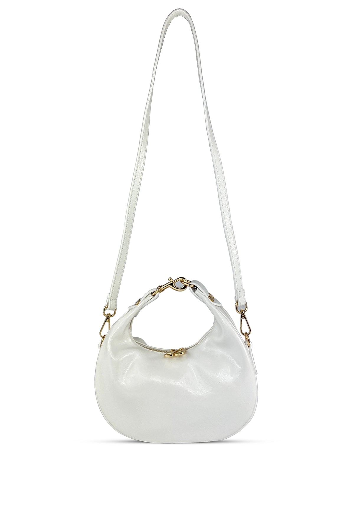 AURA – Sedef Beyaz Oval Formlu Omuz Çantası