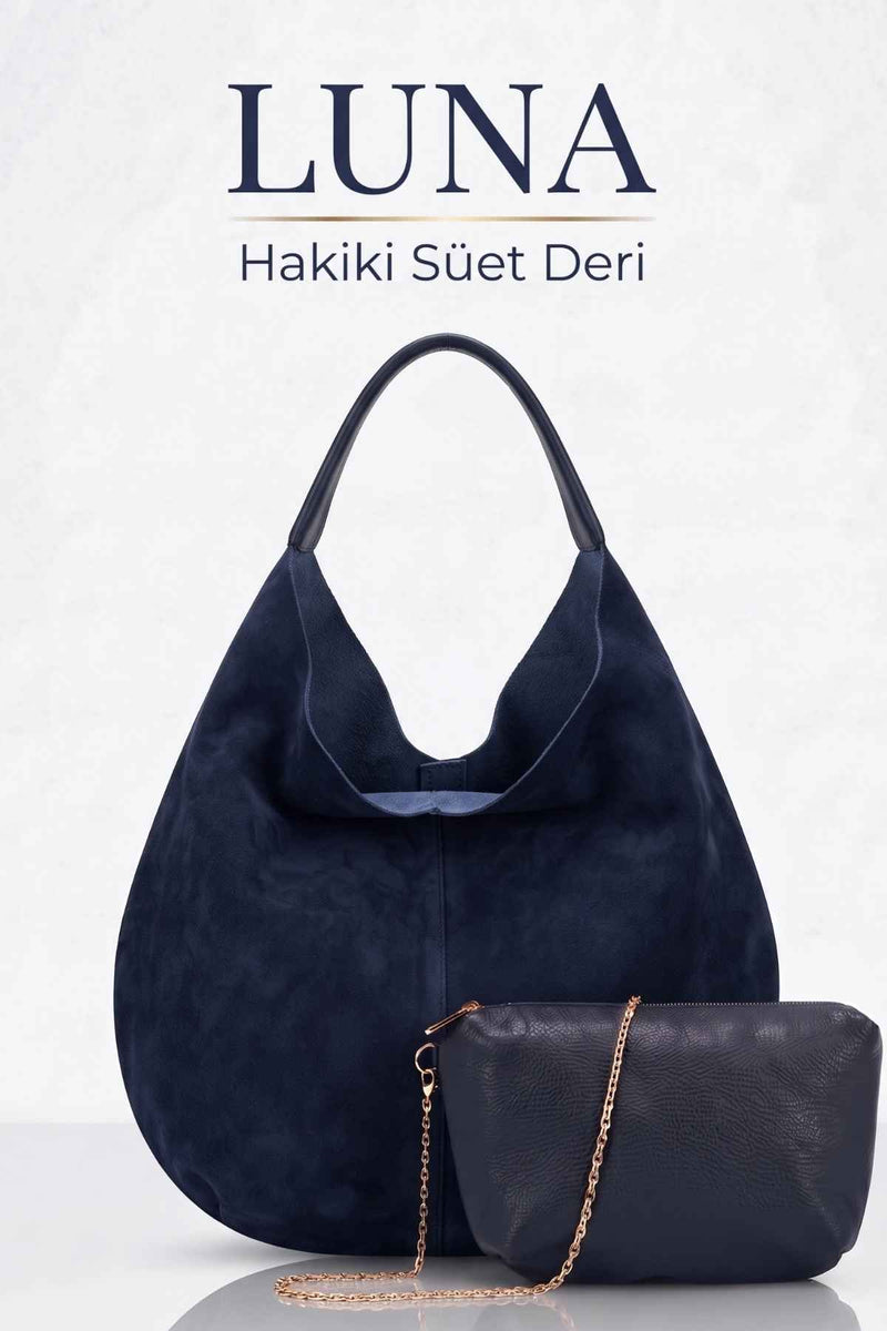 LUNA No.2 | Hakiki Süet Deri | Lacivert