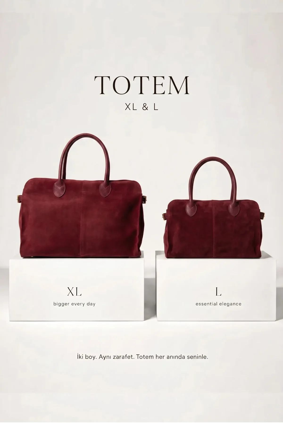 ÈCLA Totem Large bordo hakiki süet kadın çanta kombin ve kullanım önerisi