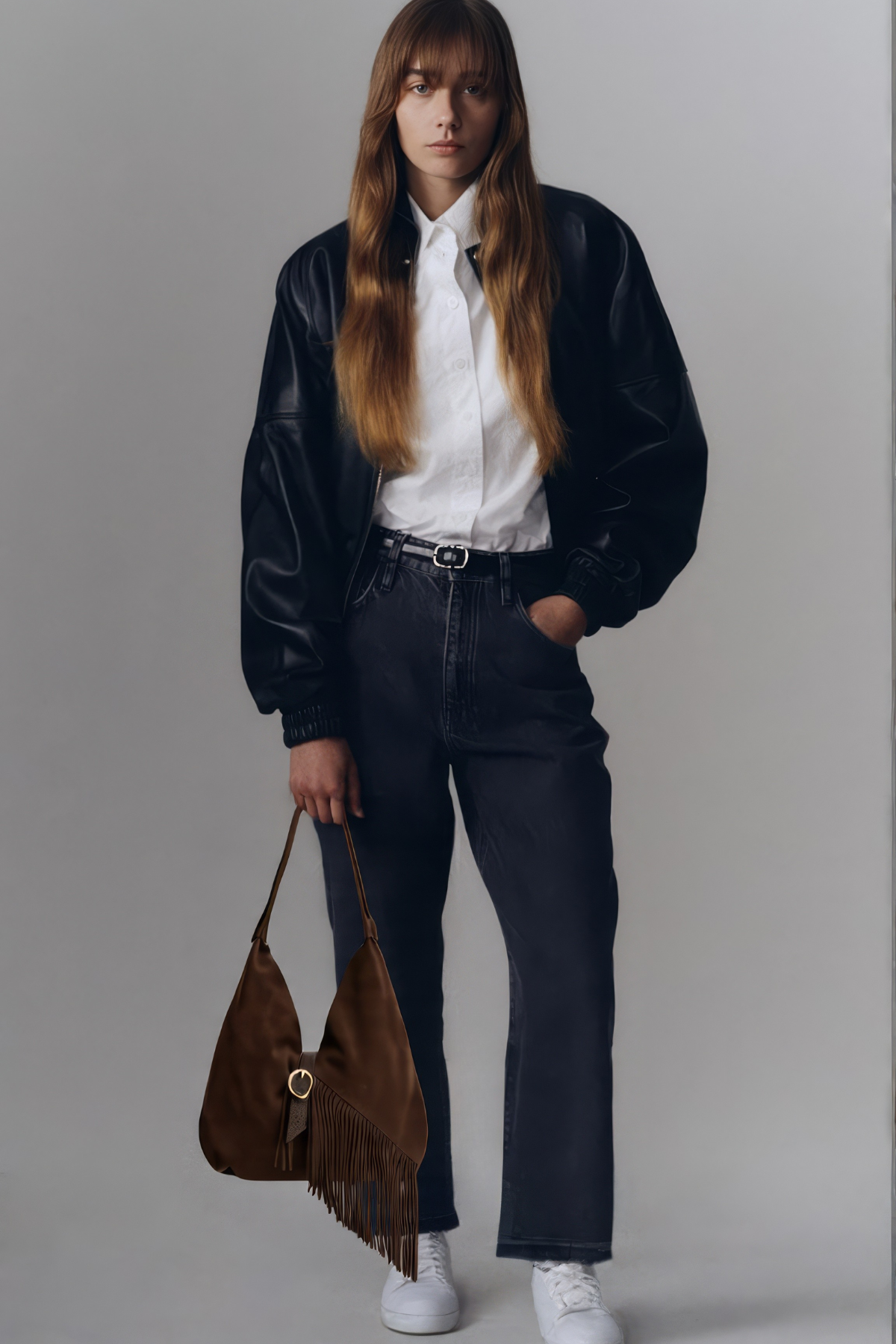 Aria Fringe | Yavrulu Püsküllü Süet Çanta