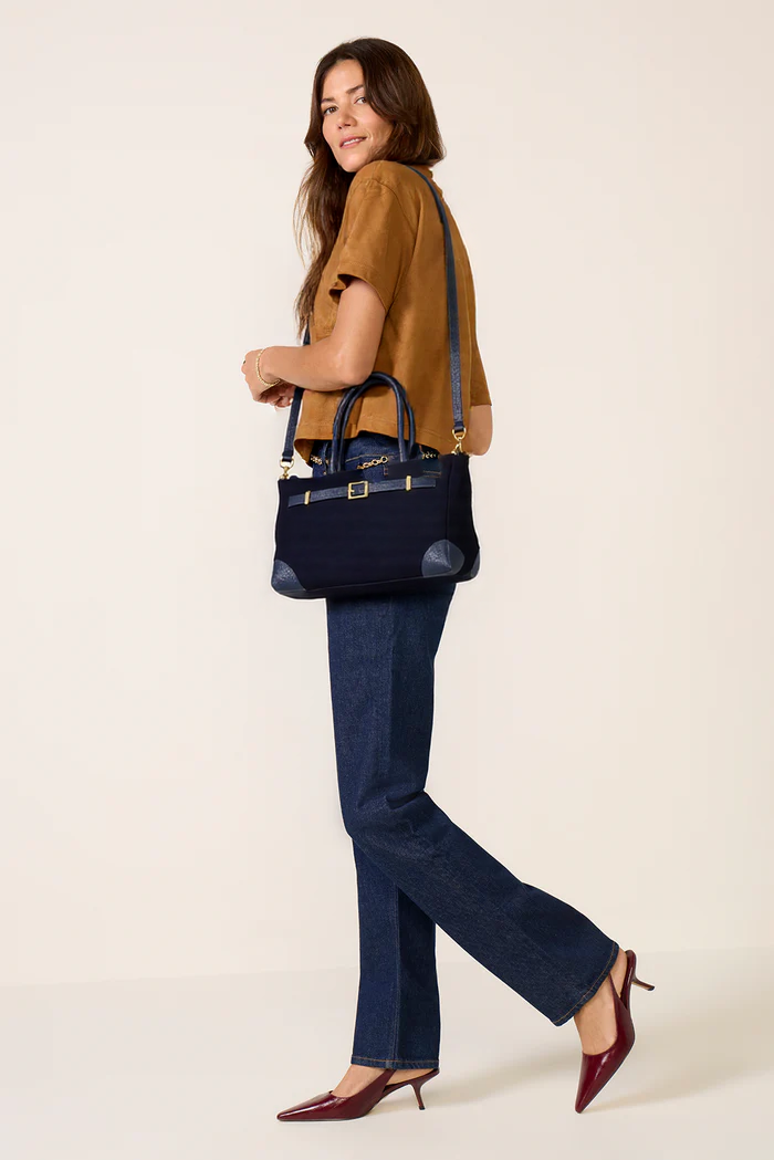 ÈCLA Classic 24 – Hakiki Süet Deri Çanta - Lacivert