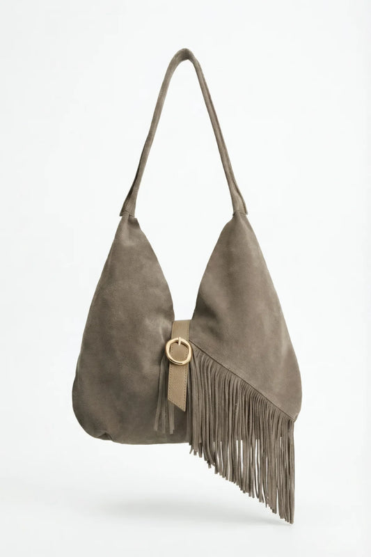 Aria Fringe | Yavrulu Püsküllü Süet Çanta