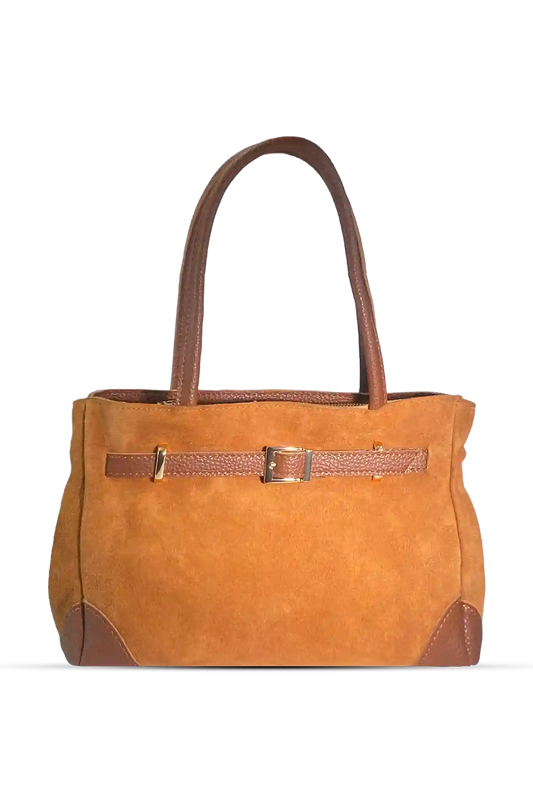 ÈCLA Classic 24 – Hakiki Süet Deri Çanta - Taba