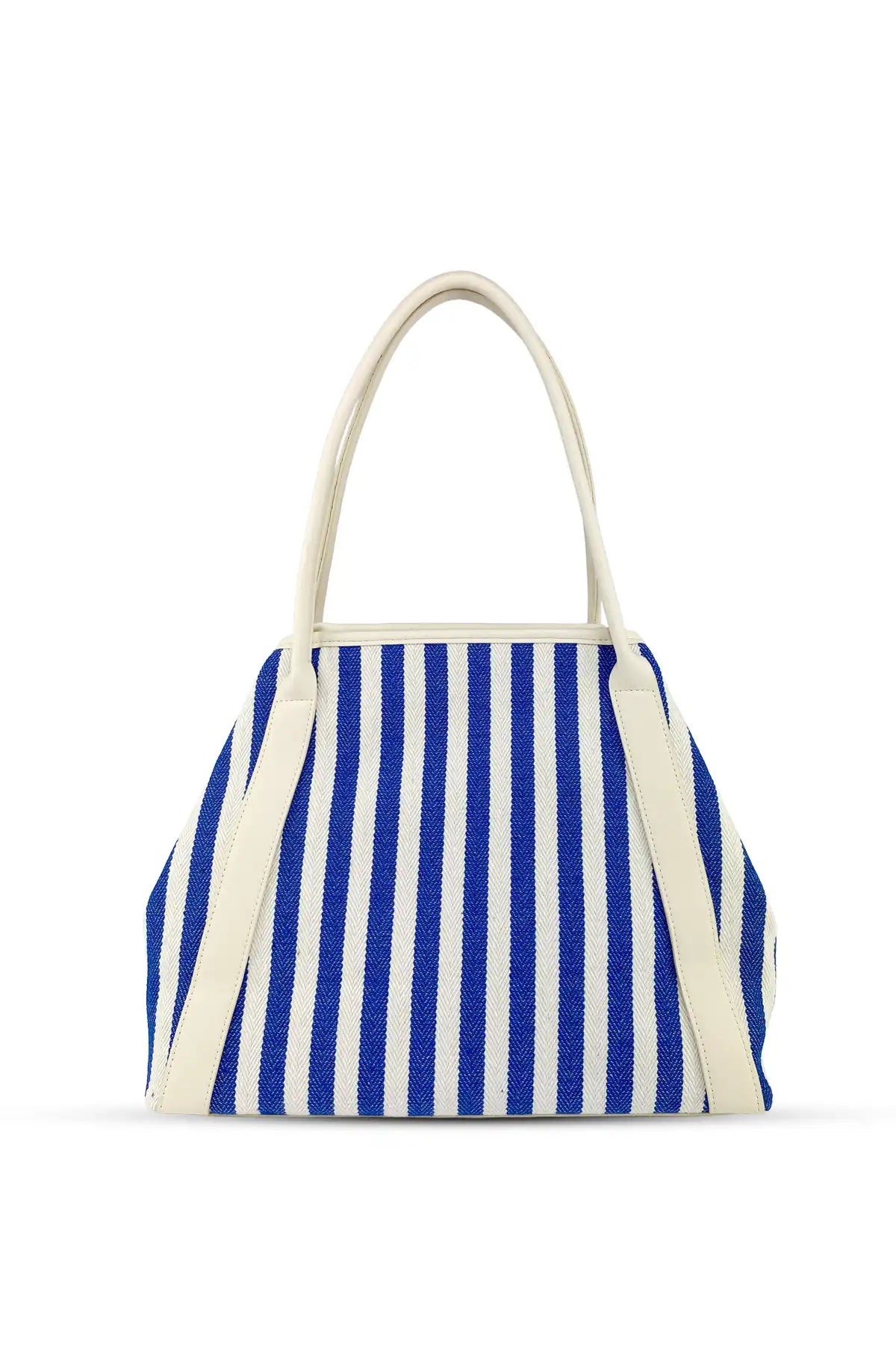 Riga Mavi-Beyaz Çizgili Büyük Omuz Çantası