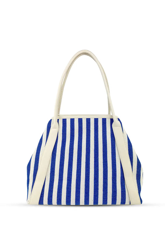 Riga Mavi-Beyaz Çizgili Büyük Omuz Çantası