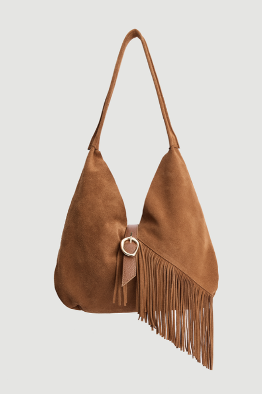 Aria Fringe | Yavrulu Püsküllü Süet Çanta