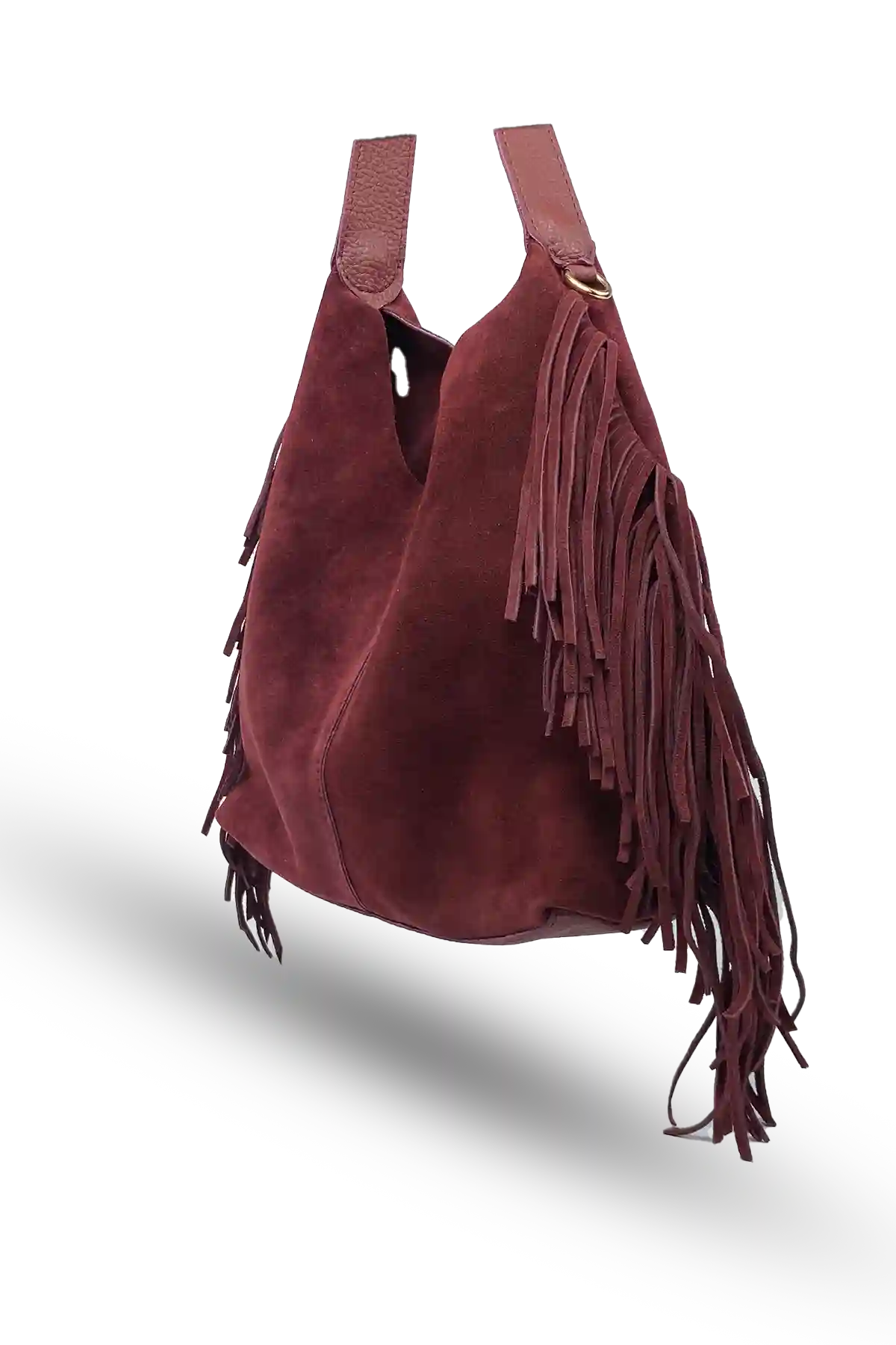 Terra Püsküllü Yavrulu Süet Çanta – Bordo