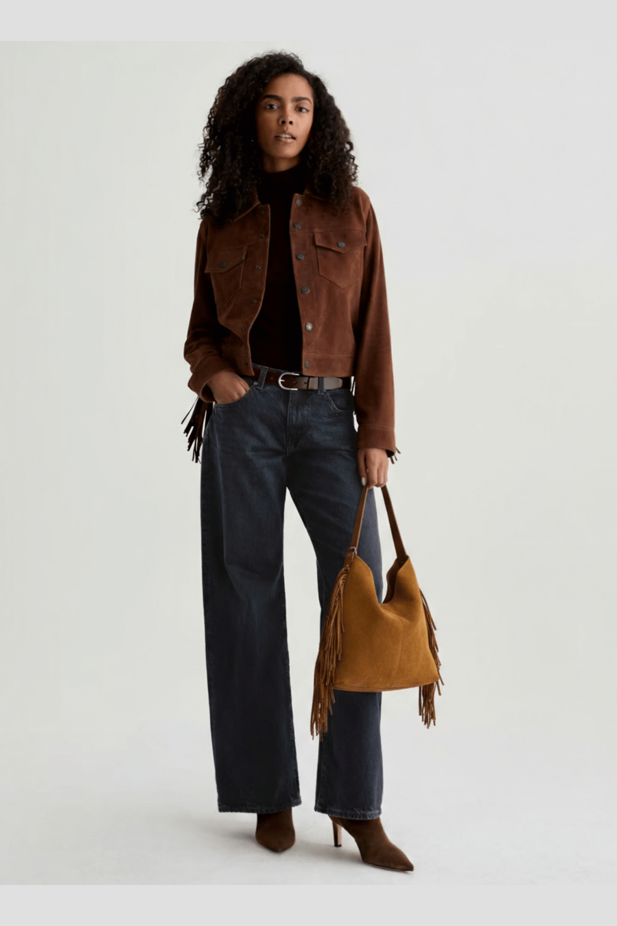 Terra Püsküllü Yavrulu Süet Çanta – Taba