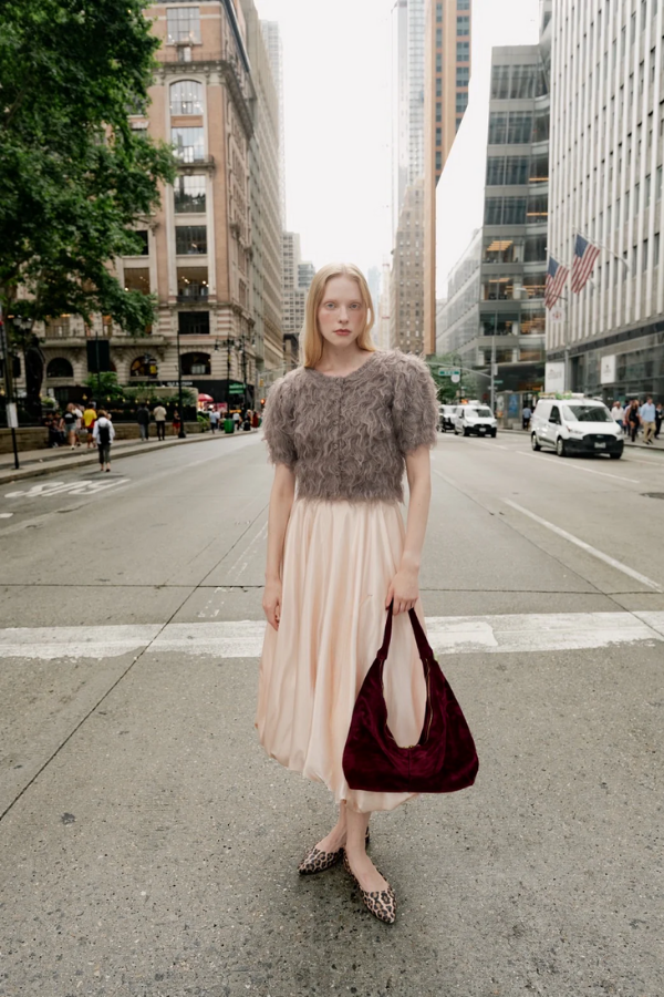 Madlen Bordo Süet Çanta