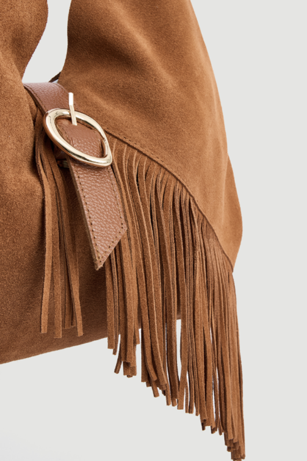 Aria Fringe | Yavrulu Püsküllü Süet Çanta