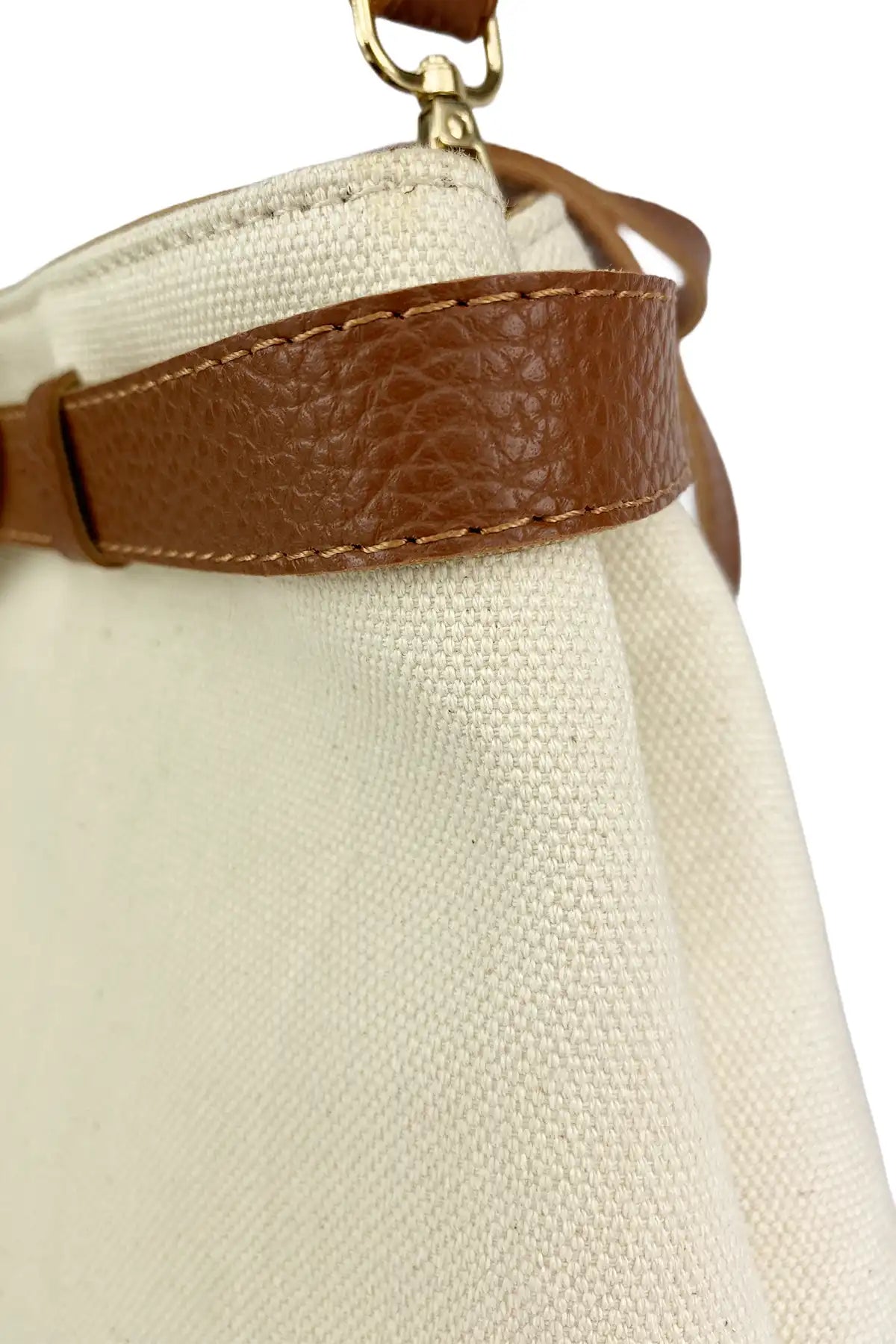 Lusso - Keten Kumaş - Deri Saplı Premium Çanta