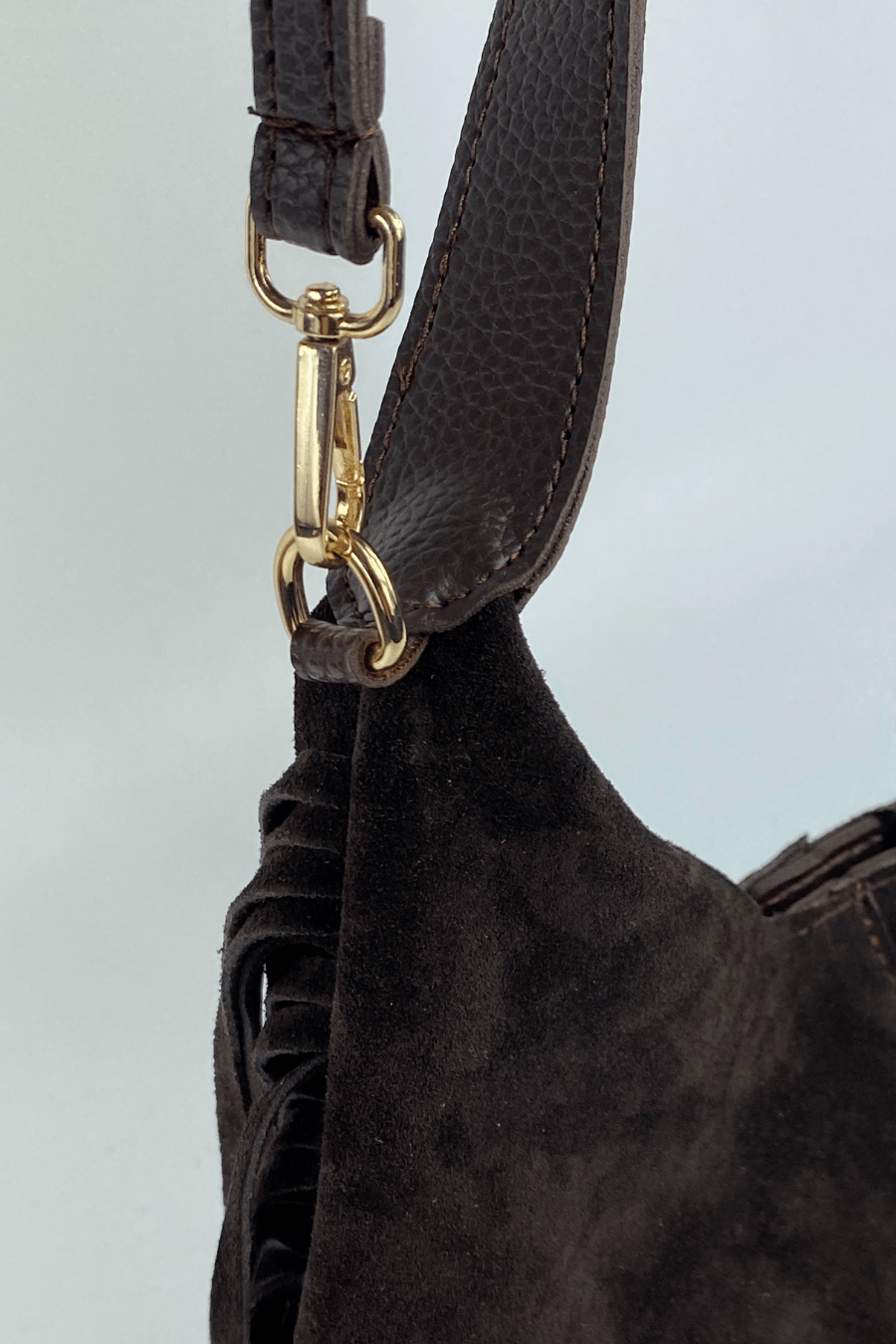 Terra Püsküllü Yavrulu Süet Çanta – Acı Kahve