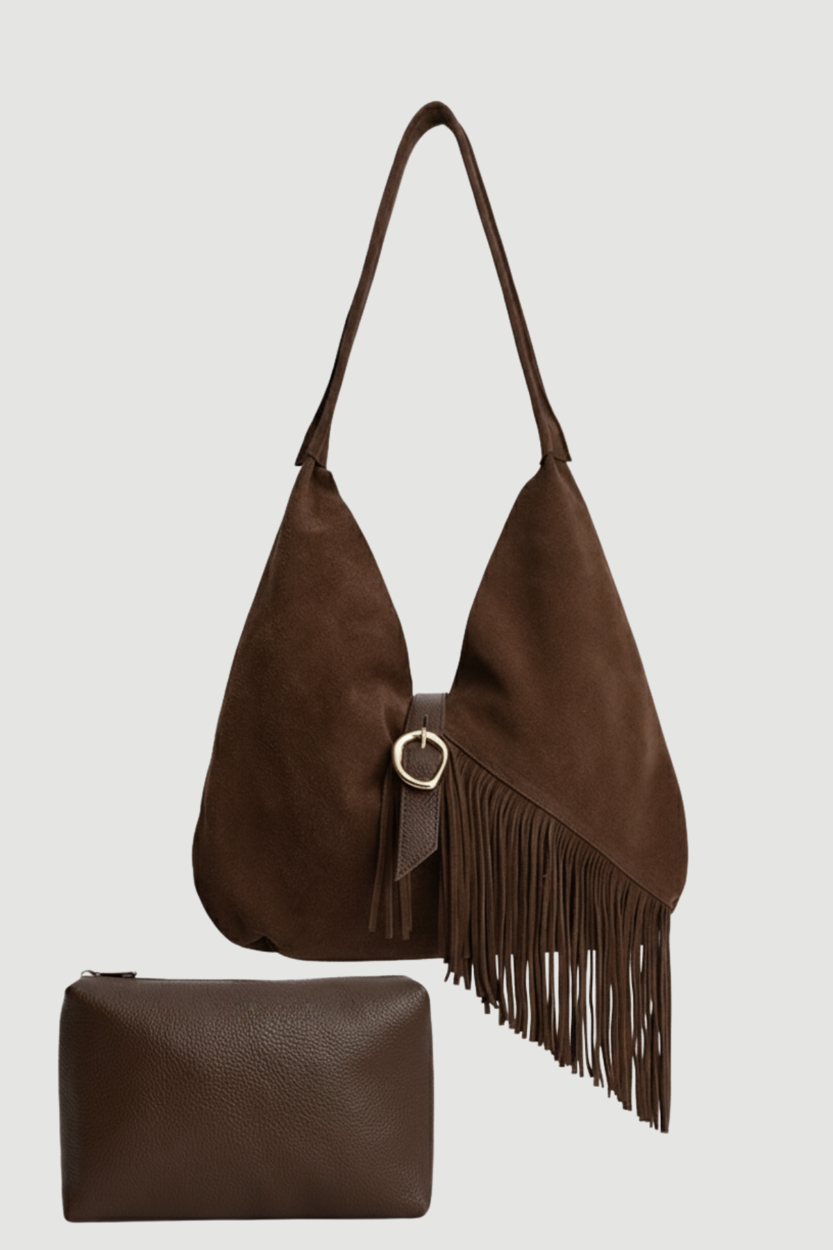 Aria Fringe | Yavrulu Püsküllü Süet Çanta