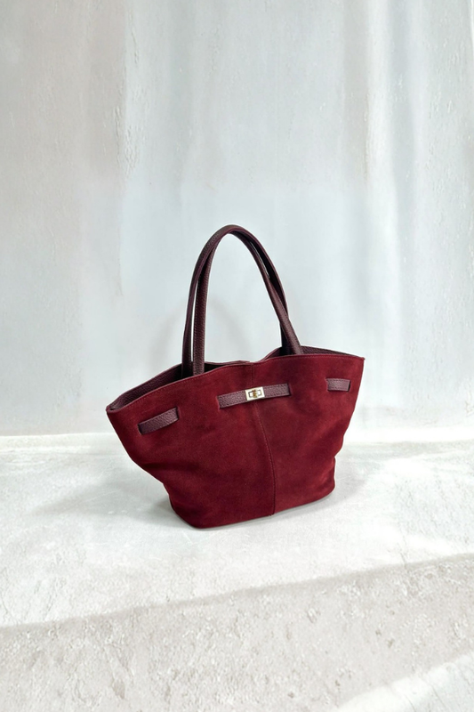 Vivienne | Hakiki Süet Deri Çanta | Bordo