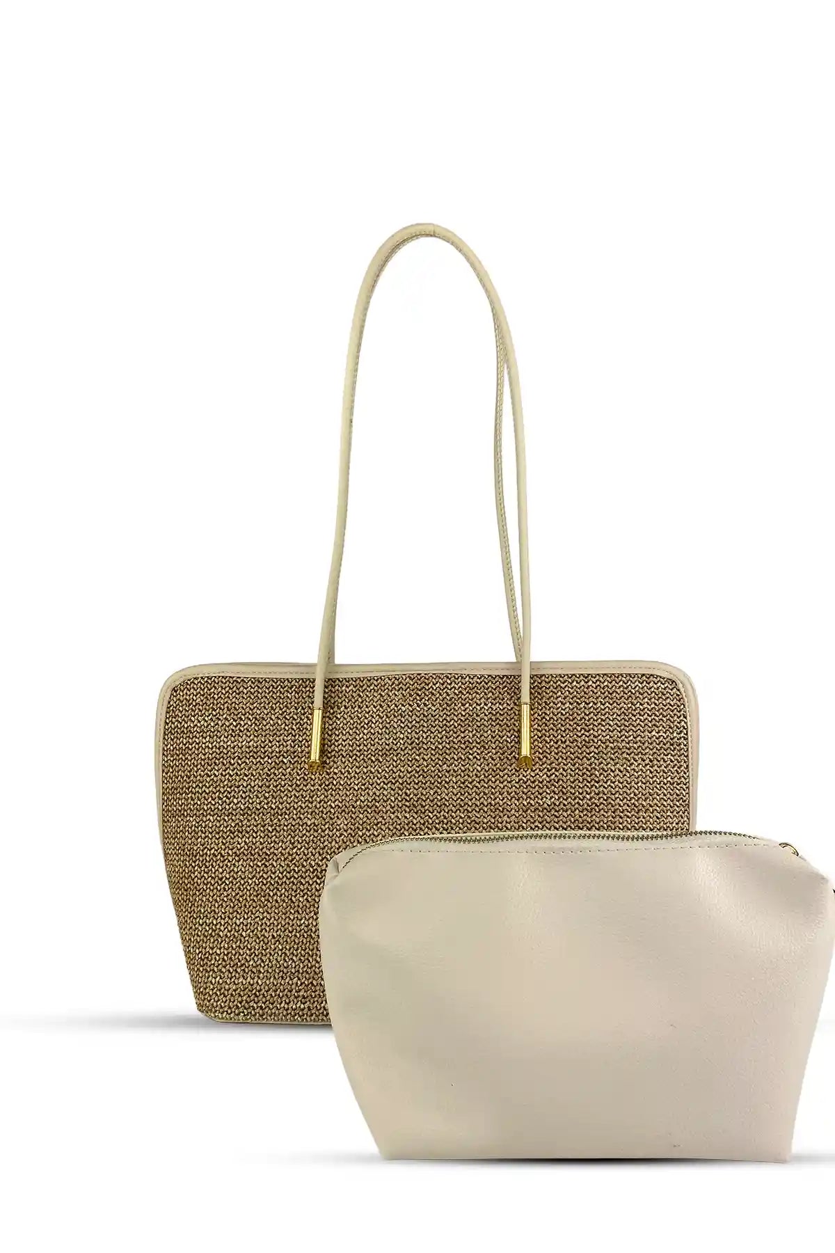 Camélia - Hasır Premium Çanta - Beyaz