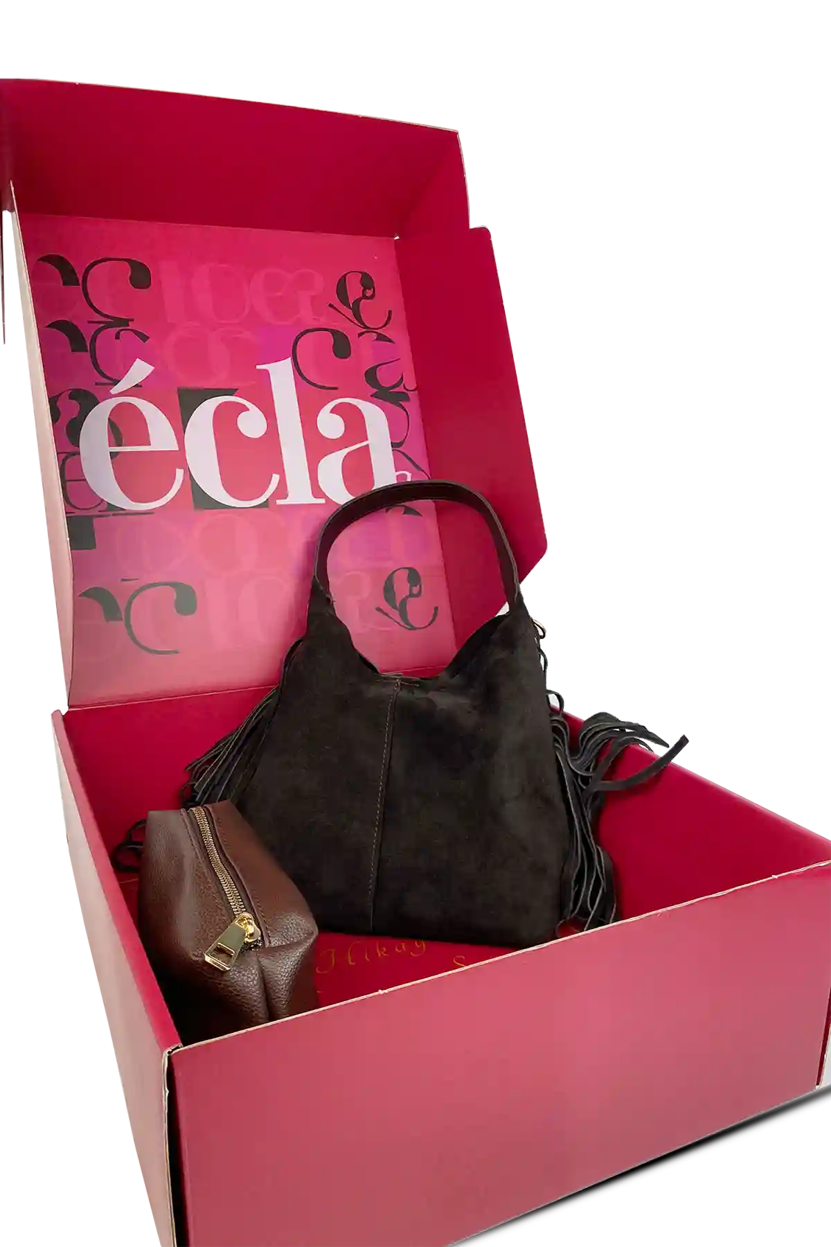 Terra Püsküllü Yavrulu Süet Çanta – Acı Kahve