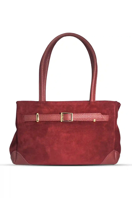 ÈCLA Classic 24 – Hakiki Süet Deri Çanta - Bordo