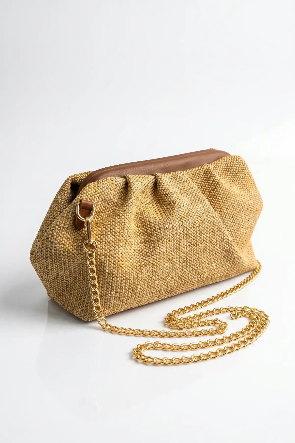 DUNE | Hasır Büzgülü Pouch | Zincir Askılı