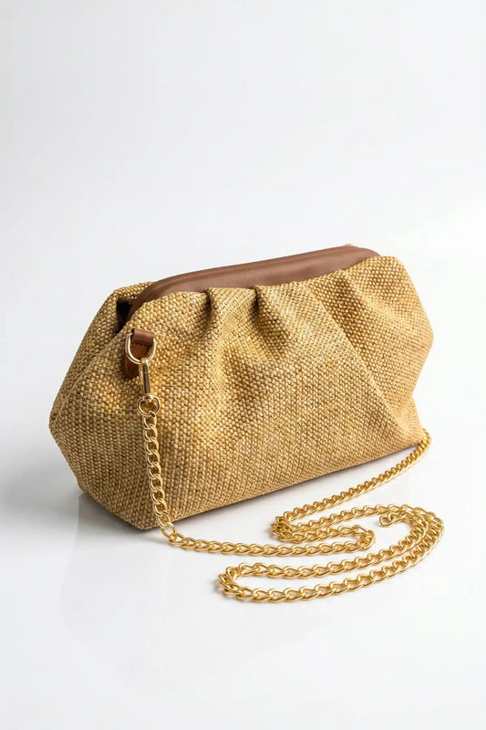 DUNE | Hasır Büzgülü Pouch | Zincir Askılı