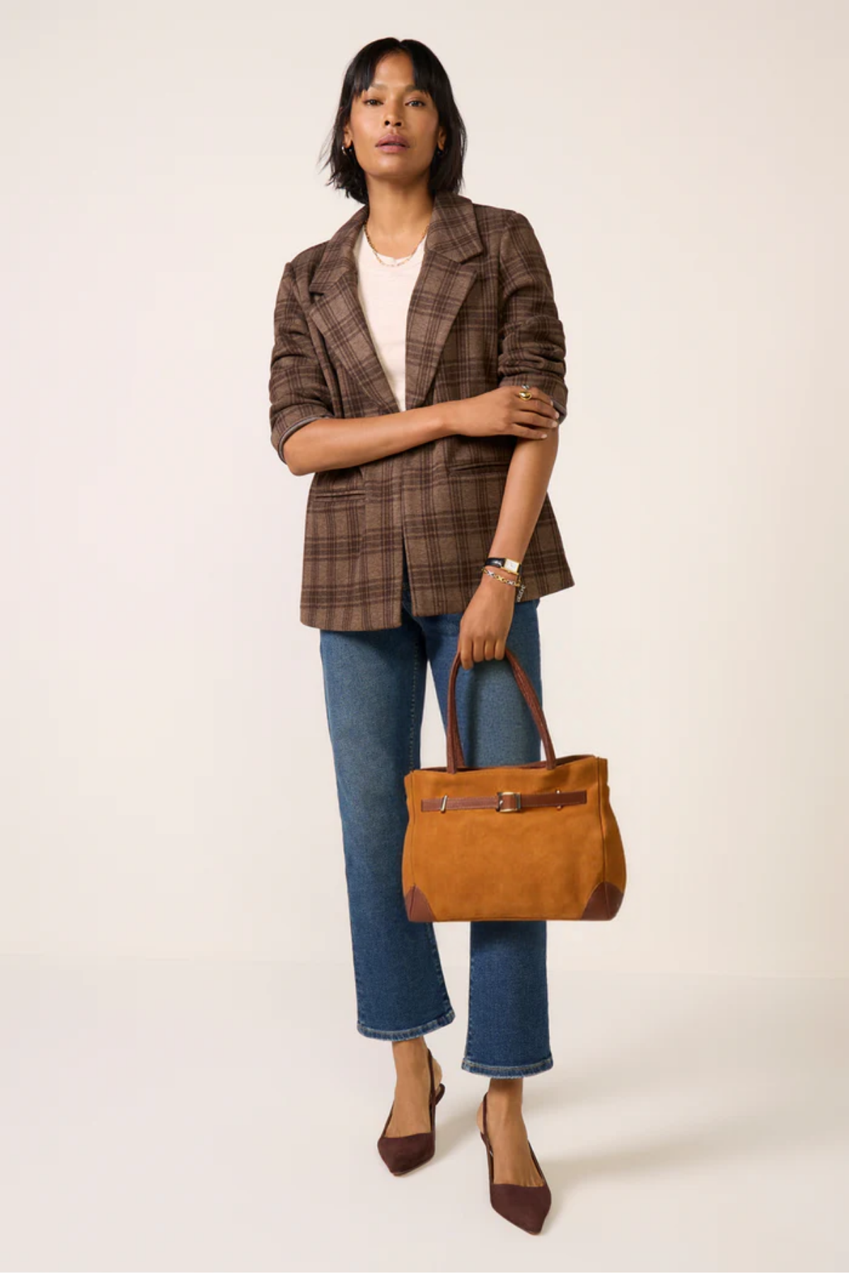 ÈCLA Classic 24 – Hakiki Süet Deri Çanta - Taba