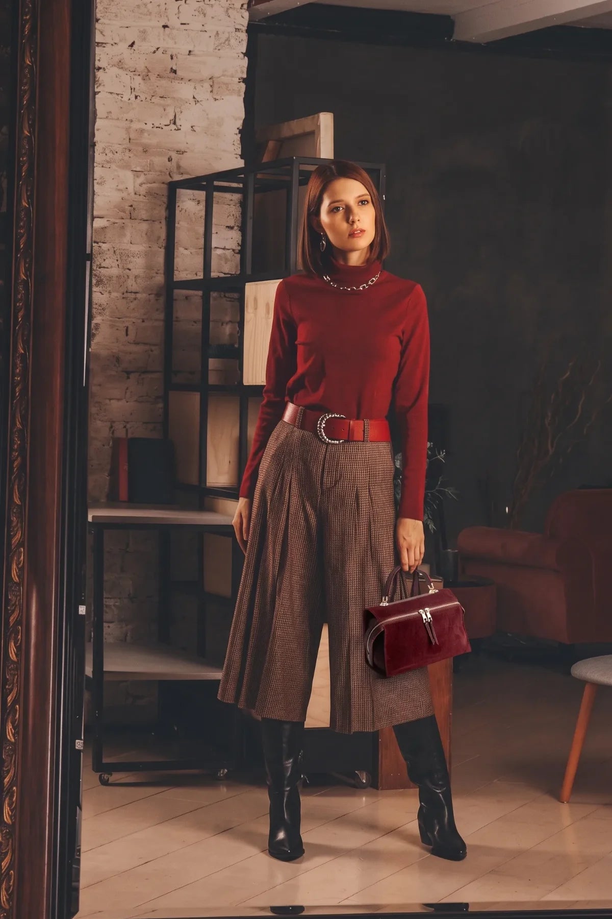 L'Artisan | Hakiki Süet Deri Çanta | Bordo