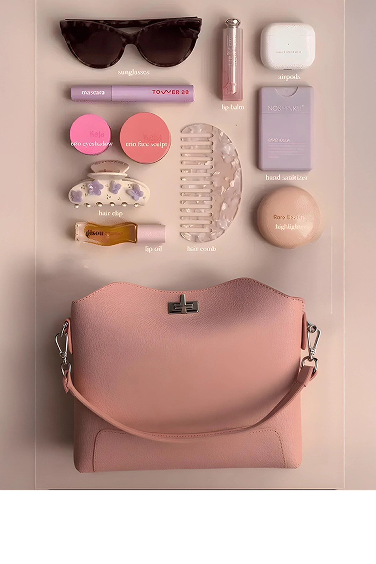 Onda - Kıvrımlı Formda Pudra Omuz Çantası